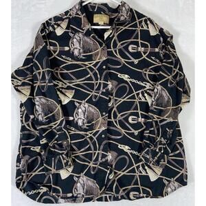 Bit Bridle Horse Western Shirt Womens 2X Black Brown Cowgirl  Rodeo Equestrian !